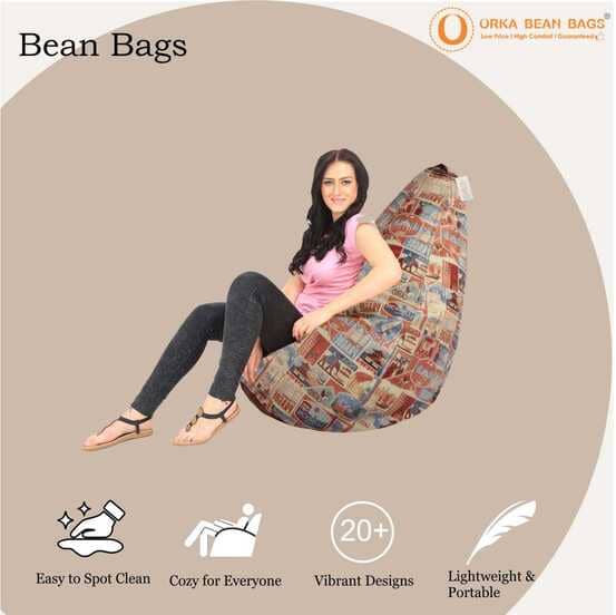 Orka Contries Theme XXL Filled Bean Bag With Beans - Multicolor view 4